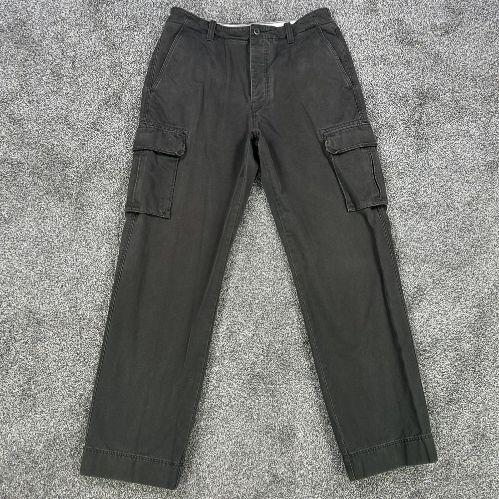 J. Crew Straight Leg Twill Cargo Pant Men 34x34 Military Green Canvas Button Fly